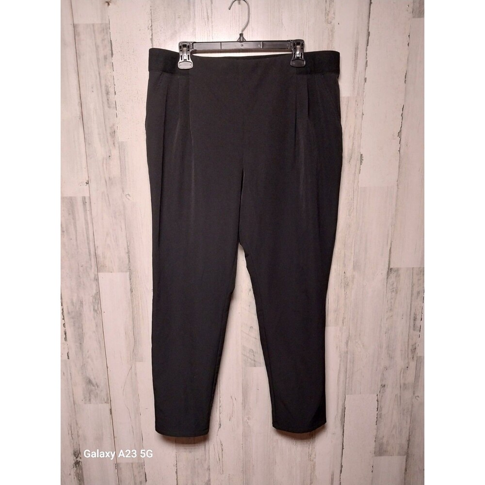 Garnet Hill Black High Waist Pleated Trousers Size XL